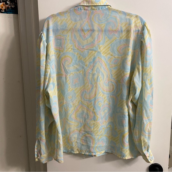 VTG 90s Jaclyn Smith Pastel Paisley Blouse Pleated Shoulder Size 16 XL - Picture 3 of 9